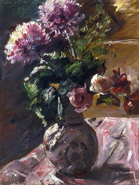 Lovis Corinth Chrysanthemums and Roses in a oil painting image
